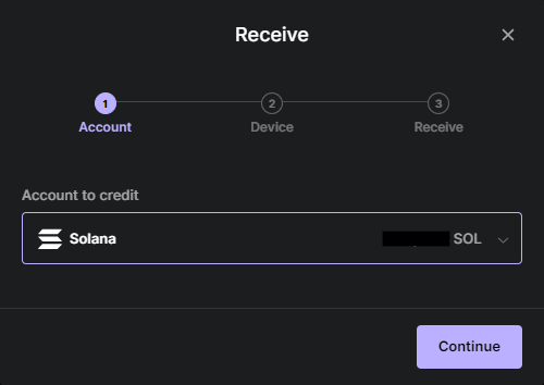 Ledger live receive dialog