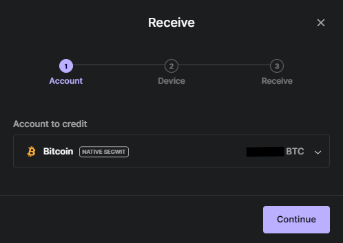 Ledger live receive dialog